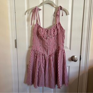 Red and White Stripe Corset Dress